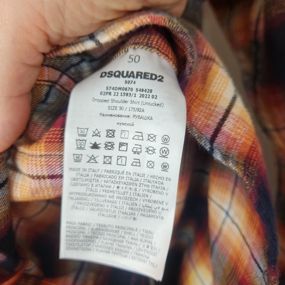 DSQUARED2 check-pattern shirt size M(50) new no tags - Picture 12 of 16